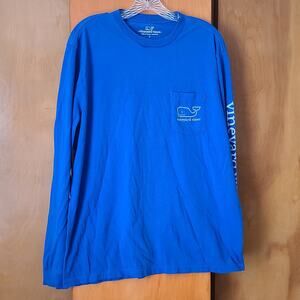 Mens Vineyard Vines LS Pocket T Shirt Large Blue Classic Casual Beach